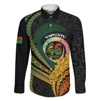 Personalised Vanuatu Independence Day Family Matching Tank Maxi Dress and Hawaiian Shirt July 30 Pig Tusk Long God Yumi Stanap LT14 Dad's Shirt - Long Sleeve Black - Polynesian Pride