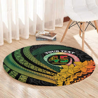 Personalised Vanuatu Independence Day Round Carpet July 30 Pig Tusk Long God Yumi Stanap LT14 - Polynesian Pride