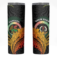 Personalised Vanuatu Independence Day Skinny Tumbler July 30 Pig Tusk Long God Yumi Stanap LT14 Black - Polynesian Pride