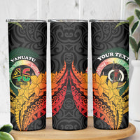 Personalised Vanuatu Independence Day Skinny Tumbler July 30 Pig Tusk Long God Yumi Stanap LT14 - Polynesian Pride