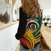 Personalised Vanuatu Independence Day Women Casual Shirt July 30 Pig Tusk Long God Yumi Stanap LT14 - Polynesian Pride