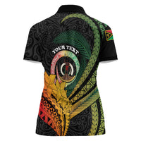 Personalised Vanuatu Independence Day Women Polo Shirt July 30 Pig Tusk Long God Yumi Stanap LT14 - Polynesian Pride