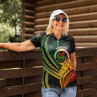 Personalised Vanuatu Independence Day Women Polo Shirt July 30 Pig Tusk Long God Yumi Stanap LT14 - Polynesian Pride
