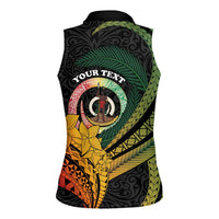 Personalised Vanuatu Independence Day Women Sleeveless Polo Shirt July 30 Pig Tusk Long God Yumi Stanap