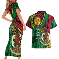 Halo Vanuatu Couples Matching Short Sleeve Bodycon Dress and Hawaiian Shirt Happy 46th Independence Anniversary LT14 - Polynesian Pride