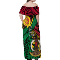 Halo Vanuatu Family Matching Off Shoulder Maxi Dress and Hawaiian Shirt Happy 46th Independence Anniversary LT14 - Polynesian Pride