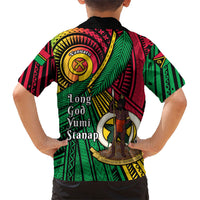 Halo Vanuatu Family Matching Off Shoulder Short Dress and Hawaiian Shirt Happy 46th Independence Anniversary LT14 - Polynesian Pride