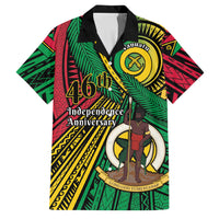 Halo Vanuatu Family Matching Off Shoulder Short Dress and Hawaiian Shirt Happy 46th Independence Anniversary LT14 Dad's Shirt - Short Sleeve Black - Polynesian Pride