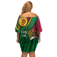 Halo Vanuatu Family Matching Off Shoulder Short Dress and Hawaiian Shirt Happy 46th Independence Anniversary LT14 - Polynesian Pride