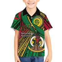 Halo Vanuatu Family Matching Puletasi and Hawaiian Shirt Happy 46th Independence Anniversary LT14 Son's Shirt Black - Polynesian Pride