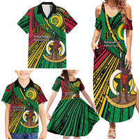Halo Vanuatu Family Matching Summer Maxi Dress and Hawaiian Shirt Happy 46th Independence Anniversary LT14 - Polynesian Pride