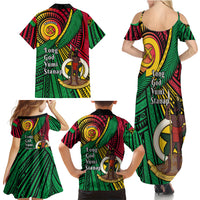 Halo Vanuatu Family Matching Summer Maxi Dress and Hawaiian Shirt Happy 46th Independence Anniversary LT14 - Polynesian Pride