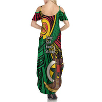 Halo Vanuatu Family Matching Summer Maxi Dress and Hawaiian Shirt Happy 46th Independence Anniversary LT14 - Polynesian Pride