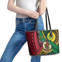 Halo Vanuatu Leather Tote Bag Happy 46th Independence Anniversary LT14 - Polynesian Pride