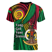 Halo Vanuatu Women V-Neck T-Shirt Happy 46th Independence Anniversary LT14 - Polynesian Pride