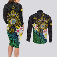 Lalawigan ng Palawan Couples Matching Long Sleeve Bodycon Dress and Long Sleeve Button Shirt Philippines Province Land of Promise LT14 - Polynesian Pride