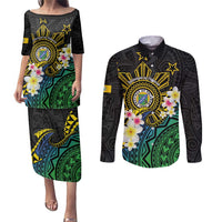 Lalawigan ng Palawan Couples Matching Puletasi and Long Sleeve Button Shirt Philippines Province Land of Promise LT14 Black - Polynesian Pride