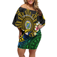 Lalawigan ng Palawan Family Matching Off Shoulder Short Dress and Hawaiian Shirt Philippines Province Land of Promise LT14 Mom's Dress Black - Polynesian Pride