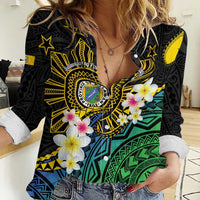 Lalawigan ng Palawan Women Casual Shirt Philippines Province Land of Promise LT14 Female Black - Polynesian Pride