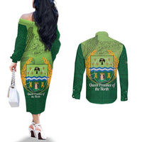 Isabela Philippines Couples Matching Off The Shoulder Long Sleeve Dress and Long Sleeve Button Shirt Queen Province Of The North