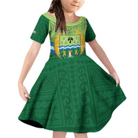 Isabela Philippines Family Matching Off Shoulder Short Dress and Hawaiian Shirt Queen Province Of The North LT14 Daughter's Dress Green - Polynesian Pride