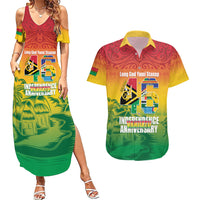 Vanuatu Indipendens Dei Couples Matching Summer Maxi Dress and Hawaiian Shirt Yumi 46th Independence Anniversary