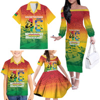 Vanuatu Indipendens Dei Family Matching Off The Shoulder Long Sleeve Dress and Hawaiian Shirt Yumi 46th Independence Anniversary LT14 - Polynesian Pride