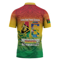 Vanuatu Indipendens Dei Zipper Polo Shirt Yumi 46th Independence Anniversary