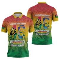 Vanuatu Indipendens Dei Zipper Polo Shirt Yumi 46th Independence Anniversary