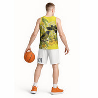 Bellbird New Zealand Basketball Jersey Korimako Kowhai Maori Pattern