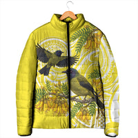 Bellbird New Zealand Padded Jacket Korimako Kowhai Maori Pattern
