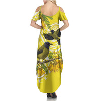 Bellbird New Zealand Summer Maxi Dress Korimako Kowhai Maori Pattern
