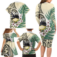 Endemic Tomtit New Zealand Family Matching Long Sleeve Bodycon Dress and Hawaiian Shirt Miromiro Manuka Silver Fern Maori Pattern LT14 - Polynesian Pride
