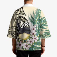 Endemic Tomtit New Zealand Kimono Miromiro Manuka Silver Fern Maori Pattern