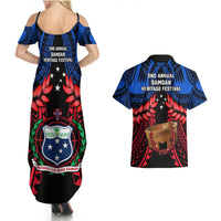 Samoa Couples Matching Summer Maxi Dress and Hawaiian Shirt Heritage Festival Samoan Tattoo With Ula Fala Kava Bowl LT14 - Polynesian Pride
