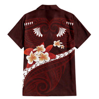 Oxblood Polynesia Family Matching Mermaid Dress and Hawaiian Shirt Tribal Pattern Tropical Frangipani