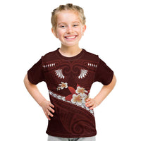 Oxblood Polynesia Kid T Shirt Tribal Pattern Tropical Frangipani
