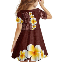 Oxblood Tropical Plumeria With Galaxy Polynesian Art Family Matching Off Shoulder Short Dress and Hawaiian Shirt LT14 - Polynesian Pride
