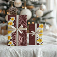 Oxblood Polynesia Wrapping Paper Plumeria Tropical Leaves With Galaxy Polynesian Art