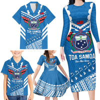 Custom Toa Samoa Rugby Family Matching Long Sleeve Bodycon Dress and Hawaiian Shirt Samoan Siva Tau Uso Aso Uma LT14 - Polynesian Pride