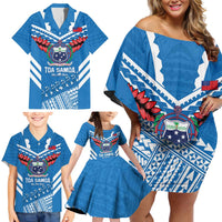 Custom Toa Samoa Rugby Family Matching Off Shoulder Short Dress and Hawaiian Shirt Samoan Siva Tau Uso Aso Uma LT14 - Polynesian Pride