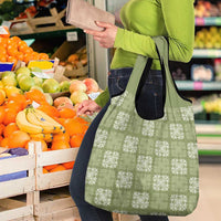 Vesuvian Green Palaka Quilt Hawaii Grocery Bag Traditional Hawaii-plaid Pattern - Polynesian Pride