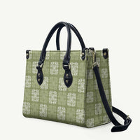 Vesuvian Green Palaka Quilt Hawaii Leather Bag Traditional Hawaii-plaid Pattern - Polynesian Pride