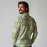Vesuvian Green Palaka Quilt Hawaii Long Sleeve Polo Shirt Traditional Hawaii-plaid Pattern LT14 - Polynesian Pride
