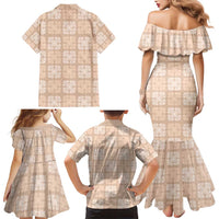 Beige Palaka Quilt Hawaii Family Matching Mermaid Dress and Hawaiian Shirt Traditional Hawaii-plaid Pattern LT14 - Polynesian Pride