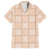 Beige Palaka Quilt Hawaii Family Matching Short Sleeve Bodycon Dress and Hawaiian Shirt Traditional Hawaii-plaid Pattern LT14 Dad's Shirt - Short Sleeve Beige - Polynesian Pride