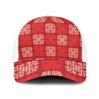 Red Palaka Quilt Hawaii Baseball Net Cap Traditional Hawaii-plaid Pattern - Polynesian Pride