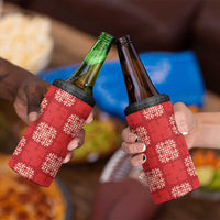 Red Palaka Quilt Hawaii 4 in 1 Can Cooler Tumbler Traditional Hawaii-plaid Pattern - Polynesian Pride