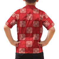 Red Palaka Quilt Hawaii Family Matching Summer Maxi Dress and Hawaiian Shirt Traditional Hawaii-plaid Pattern - Polynesian Pride