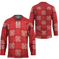 Red Palaka Quilt Hawaii Hockey Jersey Traditional Hawaii-plaid Pattern - Polynesian Pride